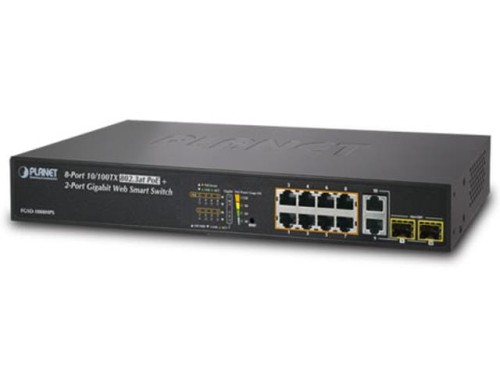 Switch zarządzalny Planet FGSD-1008HPS 8-Port PoE 100Base-TX + 2-Port Gigabit TP/SFP Combo - 696210