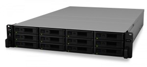 NAS Synology RS3618xs; 2U RACK; 12x (3.5" SATA HDD/2.5" SATA HDD); Intel Xeon D-1521; 8 GB DDR4 ECC UDIMM (max. 64GB), 4x 1GbE RJ-45