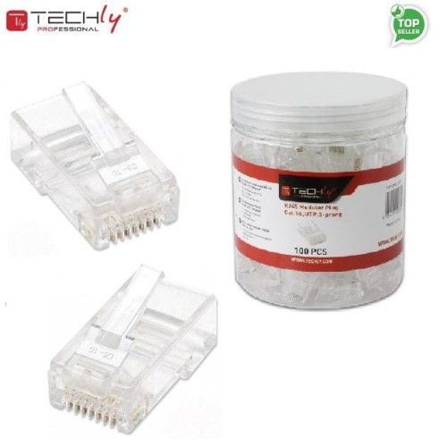 Wtyk modularny TechlyPro RJ45 8P/8C UTP Cat.5e/drut 100szt. - 696686