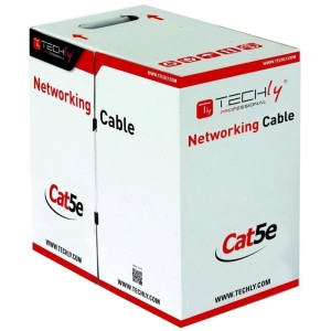 Kabel instalacyjny TechlyPro skrętka Cat5e UTP 4x2 drut 100% miedź 305m, szary