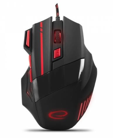 Mysz przewodowa Esperanza MX201 Wolf optyczna Gaming 7D USB czarno-czerwona - 783506