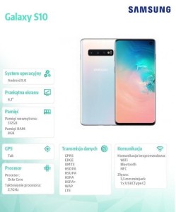 Smartfon Samsung Galaxy S10 White 6,1" 512GB Dual Sim