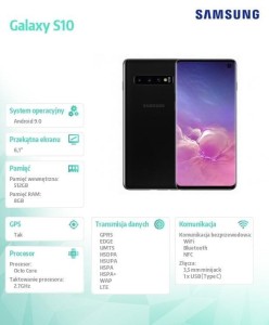 Smartfon Samsung Galaxy S10 Black 6,1" 512GB Dual Sim