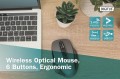 Mysz bezprzewodowa DIGITUS optyczna ergonomiczna 1600 DPI 6 przycisków 2,4 GHz, czarno-szara - 1403799