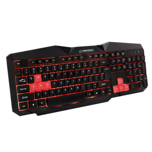 Klawiatura przewodowa Esperanza EGK201R"Titions" Gaming podświetlana USB czarno-czerwona - 984654
