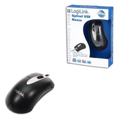 Mysz przewodowa LogiLink ID0011 optyczna USB 800 dpi czarna - 984878