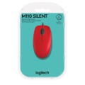 Mysz przewodowa Logitech M110 Silent optyczna czerwona - 1128084