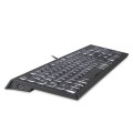 Klawiatura przewodowa Perixx PERIBOARD-324 podświetlana, scissor, ultra-flat, 2x hub USB, czarna - 1405849