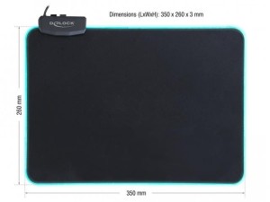 Podkładka pod mysz Delock RGB podświetlana czarna 350x260mm