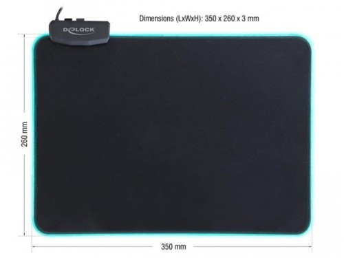 Podkładka pod mysz Delock RGB podświetlana czarna 350x260mm - 1403821