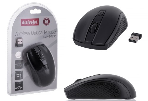 Activejet AMY-303W Mysz bezprzewodowa USB, zasilanie baterią 1x 1,5V AA - 1066974