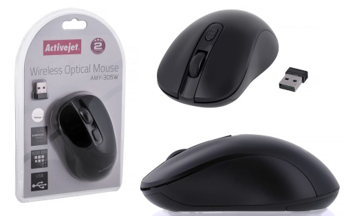 Activejet AMY-305W Mysz bezprzewodowa USB, zasilanie baterią 1x 1,5V AA - 1066992