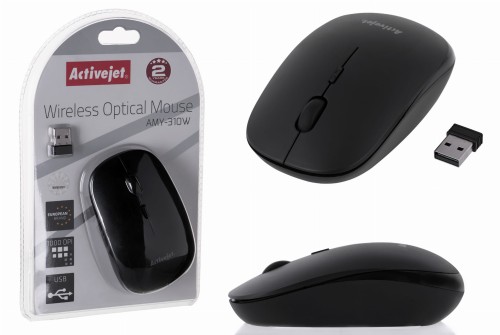 Activejet mysz bezprzewodowa USB AMY-310W, zasilanie baterią 1x 1,5V AA - 1067002