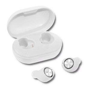 Słuchawki z mikrofonem Qoltec bezprzewodowe Twins Stereo | Power Bank | BT5.0 | Super Bass | białe