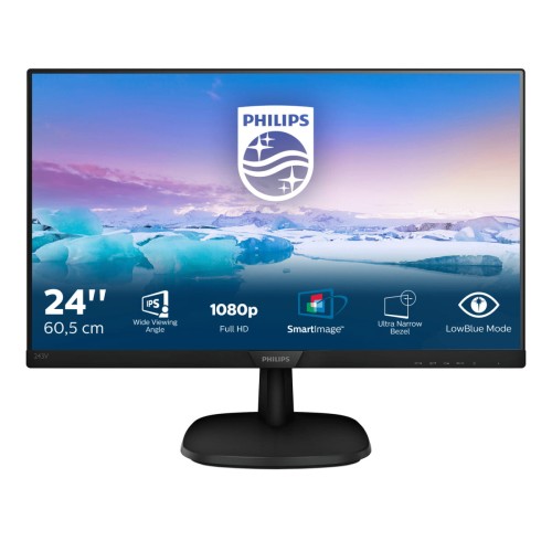 Monitor Philips 243V7QSB/00 (23,8"; IPS/PLS; FullHD 1920x1080; VGA; kolor czarny) - 1057305