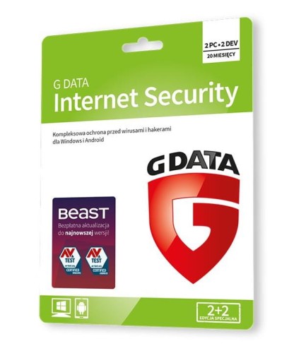 Oprogramowanie GDATA Internet Security 2+2 20m-cy karta-klucz - 978040