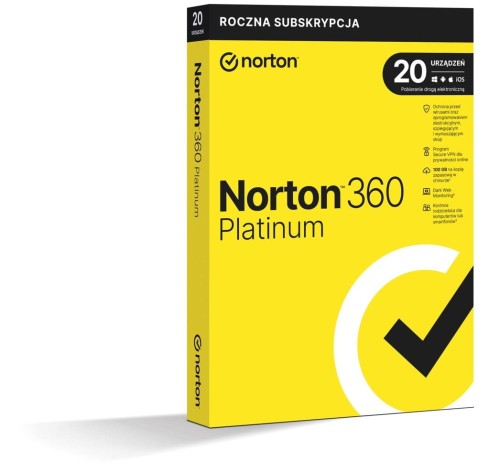 NORTON 360 PLATINUM 100GB PL 1 USER 20 DEVICE 12MO GENERIC RET DRMKEY FTP - 1297857