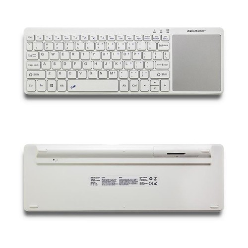 Klawiatura bezprzewodowa Qoltec Touchpad | 2.4GHz | Biała - 985276