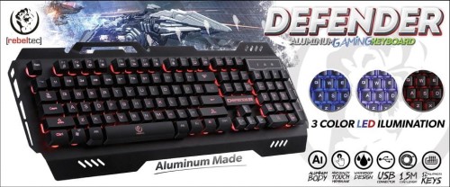 Klawiatura przewodowa Rebeltec Defender Gaming USB czarna - 985287