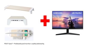 MONITOR SAMSUNG LED 24" LF24T350FHRXEN+POUT Eyes7 podstawka pod monitor z szyb. ładowarką biała
