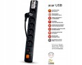 ACAR LISTWA P.PRZEPRZEPIECIOWA 6GN + ŁADOWARKA 2XUSB 5M CZARNY W2121 - 1552885