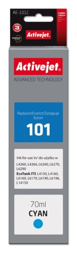 Activejet Tusz AE-101C Buteleczka z atramentem (zamiennik Epson 101; Supreme; 70 ml; cyan) - 1545693