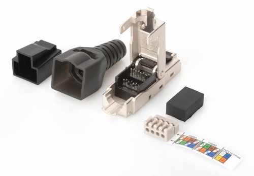 Wtyk RJ45 kat. 6A DIGITUS (8P8C) T568A/B 10GbE ekran., beznarzędziowy - 1396216