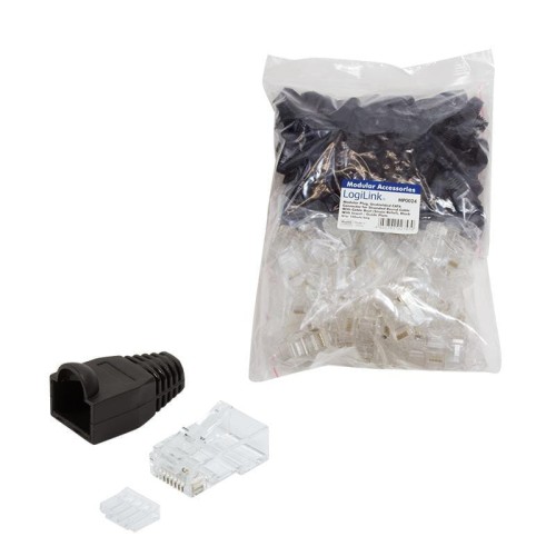 Wtyk RJ45 CAT.6 UTP LogiLink MP0024 z osłonką, szary 100szt - 982232