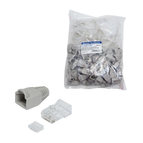 Wtyk RJ45 CAT.6 UTP LogiLink MP0023 z osłonką, szary 100szt - 982231