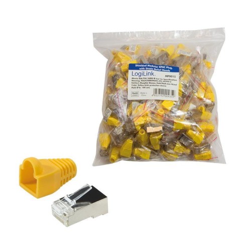 Wtyk RJ45 CAT.5e FTP LogiLink MP0015 z osłonką, żółty 100szt - 982218