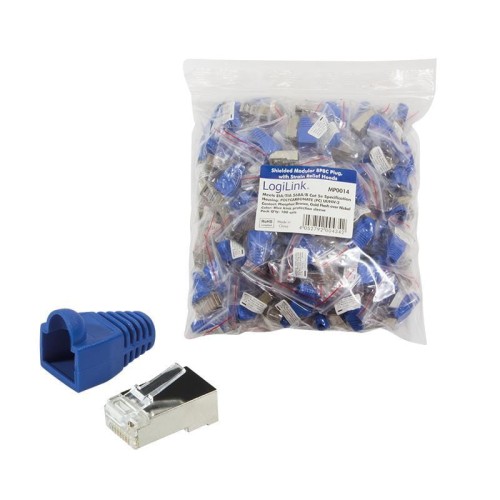 Wtyk RJ45 CAT.5e FTP LogiLink MP0014 z osłonką , niebieski 100szt - 982217