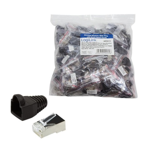 Wtyk RJ45 CAT.5e FTP LogiLink MP0012 z osłonką , czarny 100szt - 982216