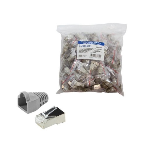 Wtyk RJ45 CAT.5e FTP LogiLink MP0011 z osłonką , szary 100szt - 982215