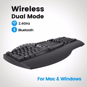 Klawiatura bezprzewodowa Perixx PERIBOARD-612 Mac i Windows 2,4 GHz i Bluetooth Ergonomic czarna