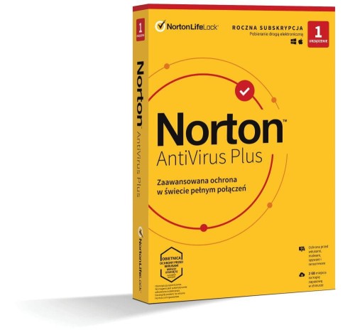 Oprogramowanie NORTON Antivirus Plus 2GB PL 1 użytkownik, 1 urządzenie, 1 rok - 978131
