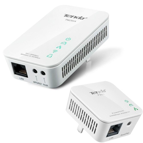 Adapter Powerline Tenda PW201A+P200 STARTER KIT 1x powerline adapter P200 (AV200), LAN 10/100 + 1x powerline WIFI adapter PW201A (WIFI 300Mbps) - 983203