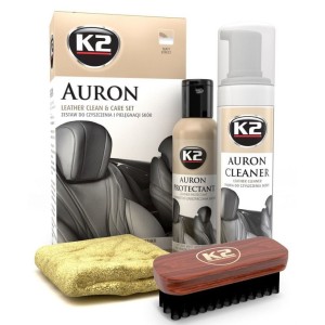 K2 AURON zestaw (Auron Cleaner+Auron Protectant+szczotka Auron Brush + mikrofibra) - zestaw do czyszczenia i pielęgnacji skór