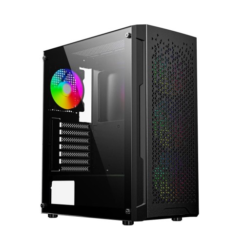 GEMBIRD OBUDOWA FORNAX 400X MIDI-TOWER (2X USB 3.0, 1X USB 2.0, HD AUDIO, SZKLANY PANEL BOCZNY, PODŚWIETLENIE ARGB) CZARNA - 1606855