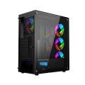 GEMBIRD OBUDOWA FORNAX 400X MIDI-TOWER (2X USB 3.0, 1X USB 2.0, HD AUDIO, SZKLANY PANEL BOCZNY, PODŚWIETLENIE ARGB) CZARNA - 1606860