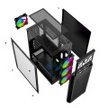 GEMBIRD OBUDOWA FORNAX 400X MIDI-TOWER (2X USB 3.0, 1X USB 2.0, HD AUDIO, SZKLANY PANEL BOCZNY, PODŚWIETLENIE ARGB) CZARNA - 1606864