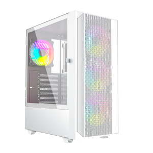 GEMBIRD OBUDOWA FORNAX 4000W MIDI-TOWER (2X USB 3.0, 1X USB 2.0, HD AUDIO, SZKLANY PANEL BOCZNY, PODŚWIETLENIE ARGB) BIAŁA