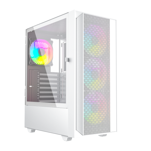 GEMBIRD OBUDOWA FORNAX 4000W MIDI-TOWER (2X USB 3.0, 1X USB 2.0, HD AUDIO, SZKLANY PANEL BOCZNY, PODŚWIETLENIE ARGB) BIAŁA - 1503129
