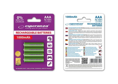 Akumulatorki AAA Esperanza 1000mAh 4szt. zielone - 968986