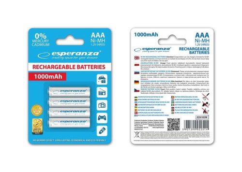 Akumulatorki AAA Esperanza 1000mAh 4szt. białe - 968989