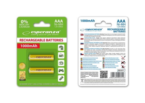 Akumulatorki AAA Esperanza 1000mAh 2szt. żółte - 968985