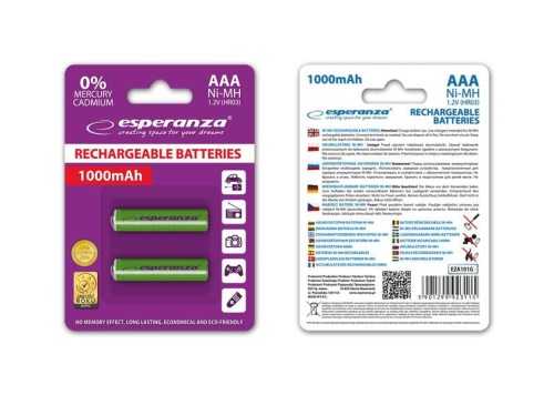 Akumulatorki AAA Esperanza 1000mAh 2szt. zielone - 968982