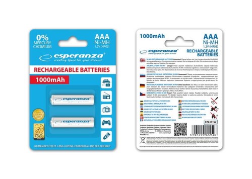 Akumulatorki AAA Esperanza 1000mAh 2szt. białe - 968984