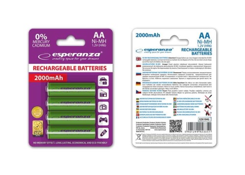 Akumulatorki AA Esperanza 2000mAh 4szt. zielone - 968997