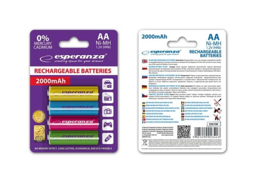 Akumulatorki AA Esperanza 2000mAh 4szt. mix kolorów - 969002