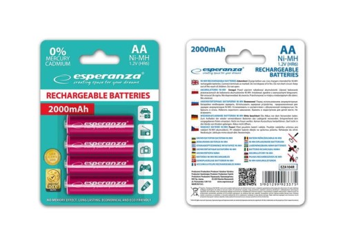 Akumulatorki AA Esperanza 2000mAh 4szt. czerwone - 968998